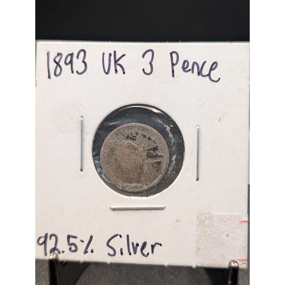 1893 UK Threepence • Queen Victoria • 92.5% Silver • Historic Collectible Coin